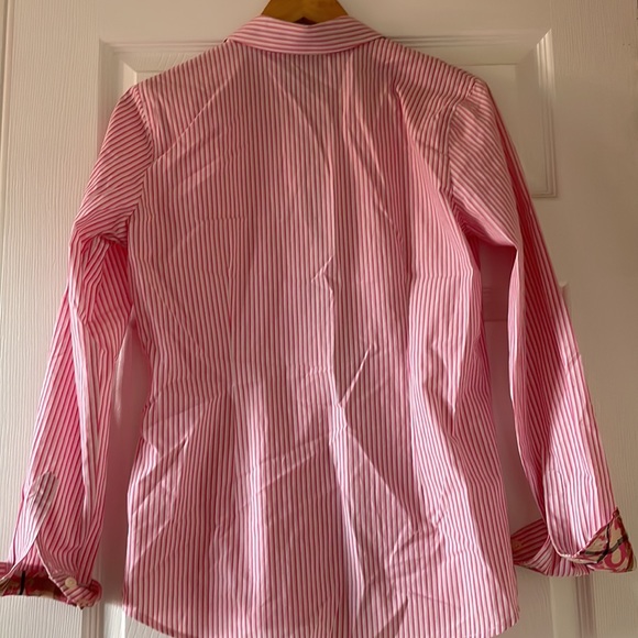Pink and white pinstripe button down blouse - Picture 7 of 7